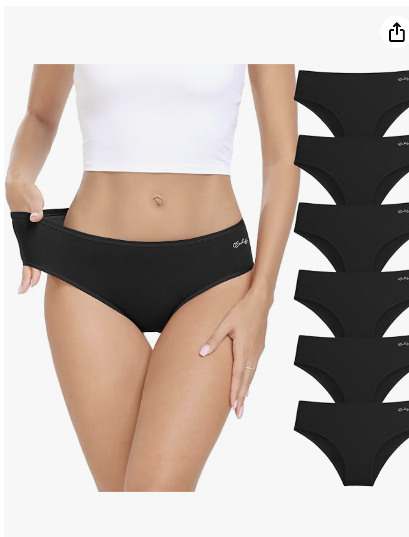 20-pack of black cotton knickers laid out